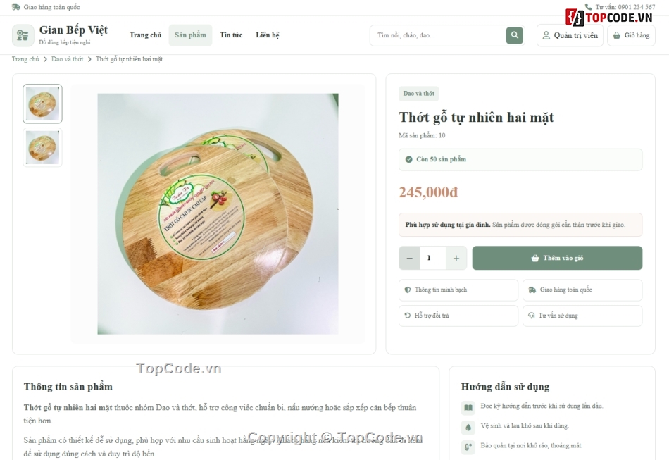 Website bán đồ dùng,Web bán đồ dùng nhà bếp,Website đồ nhà bếp